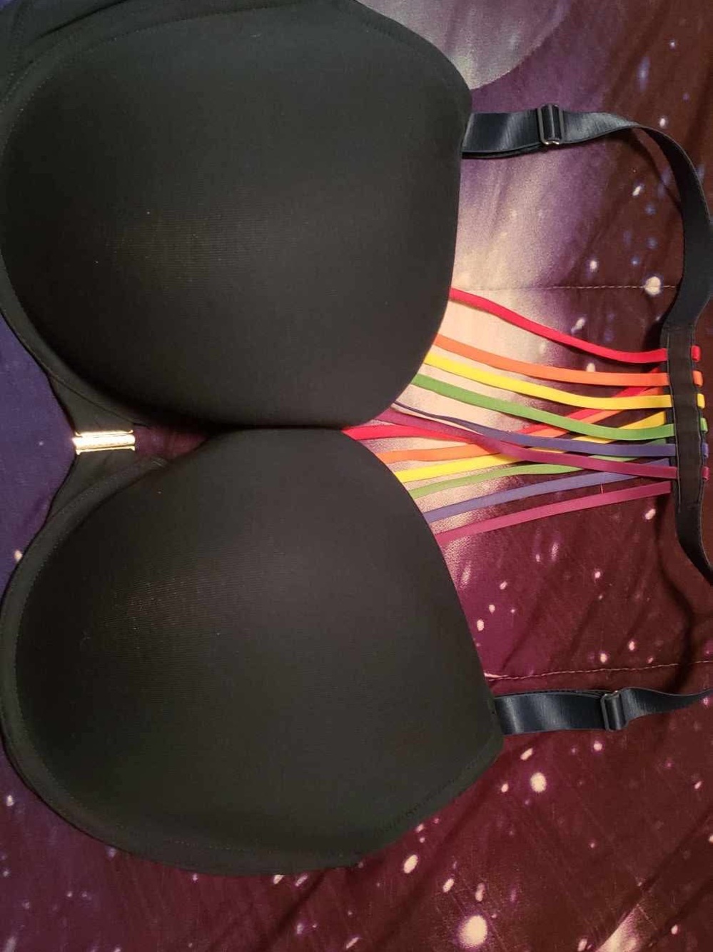 Blue Cacique Push-Up Bra with Rainbow detail